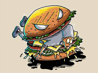 Burger hungry art artwork burger doodle drawing fastfood illustration