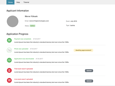 Applicant Info - Progress home progress task flow user account