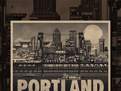 PORTLAND Screen Print city clean design drawing illustration poster poster design screen print vector