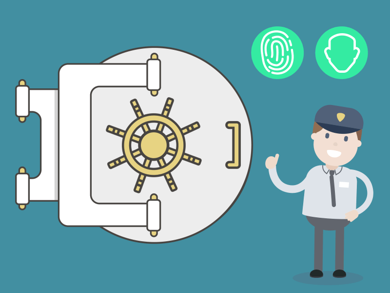 Biometric vault animation animation animation 2d animation after effects fingerprint guard illustration rubber hose scan vault