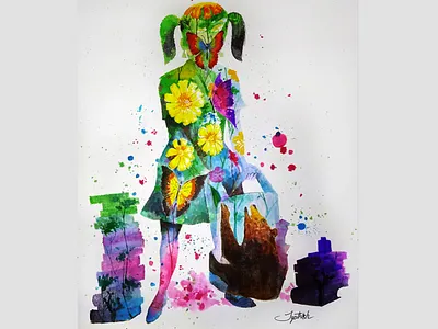 Education watercolor painting art abstract