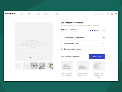 Brooklinen - Product Pages design ui ux web web design