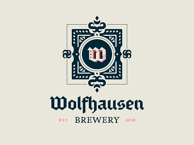 Wolfhausen Brewery blackletter brand branding brewery logo monogram