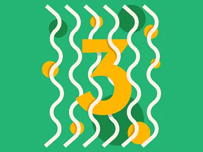 3 3 dark dribbble green illustration new number white yellow