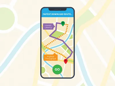 Fastest Download Route cdn download gps illustration iphone iphone x latency map multi cdn navigation route throughput