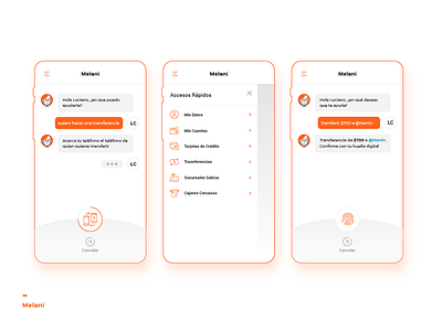 Melani - Online Banking Chatbot app concept chatbot design diseño gráfico diseño web graphic design online banking uba user experience design user interface design web design