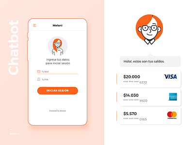 Melani - Online Banking Chatbot - Login adobe illustrator app concept chatbot design diseño gráfico diseño web graphic design online banking uba user experience design user interface design web design