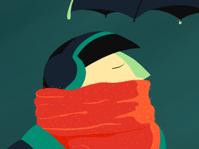 Waiting In The Rain Close up design flat design hand drawn animation high contrast high details illustration minimalist procreate texture zoom