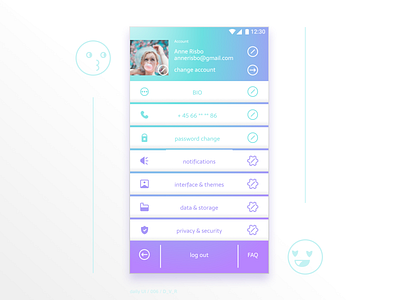 For the challenge "Daily UI". N 007 "Settings" app challenge d v r dailyui figma gradient icons interface settings smiles socialmedia ui userprofile