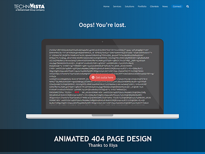 Animated 404 page design for TechnoVista Limited 404 404 error 404 error page animated 404