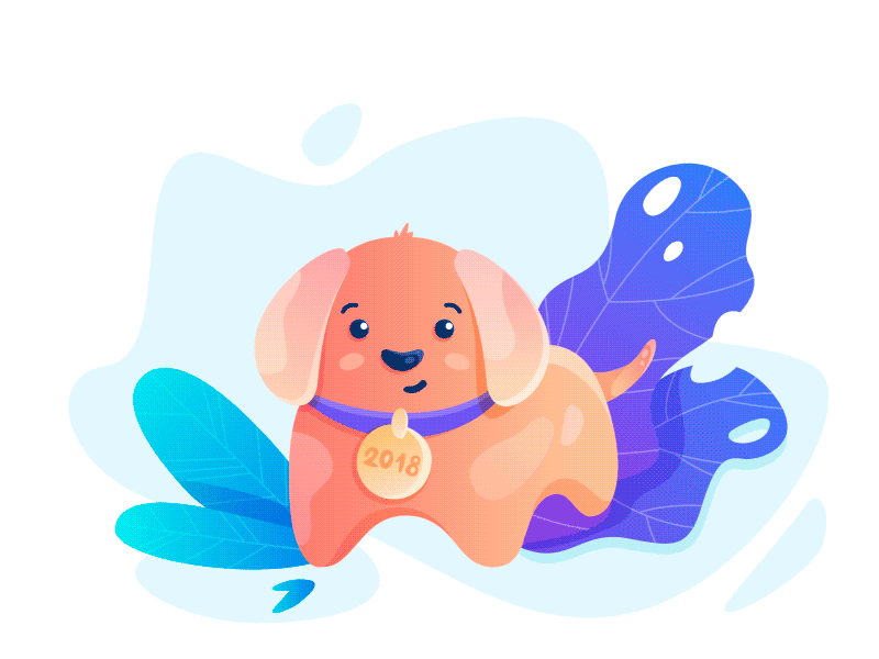 Happy New Year 2018 2019 animation christmas tree dog flat gradient illustration mary christmas new year pig puppy