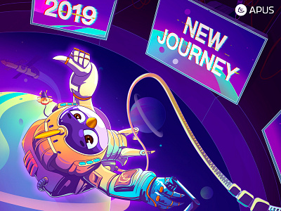 apus 2019 2019 new years day airship apus colorful happy new year illustration new journey planet space space station spacesuit star star walk supa