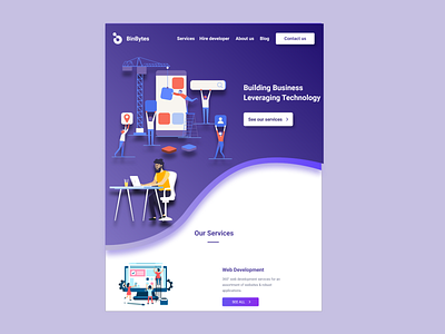 Agency Website Header-3 adobe xd agency binbytes blue and white branding design ui uidesign ux ux ui uxdesign webdesign website xd