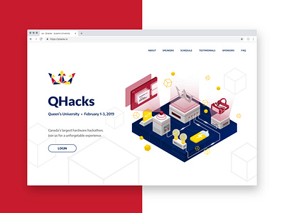 QHacks Landing Page Design hackathon landing design landing page landing page illustration technology illustration website