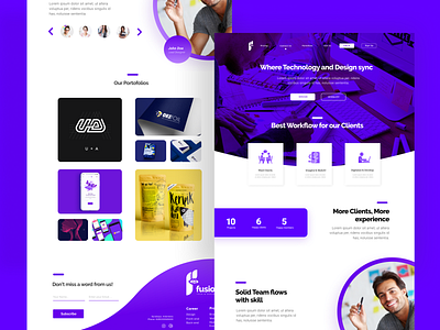 Fusions Landing Page abstract app branding design flat graphic design illustration illustrator minimal photoshop poster random shots trending ui uiux ux web web design website