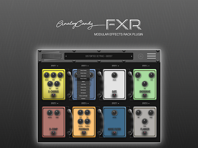 FXR (Effects Rack) Modular Processing Unit Plugin animation app audio audio app audio player branding design flat graphical gui icon illustration knob logo music typography ui ux vector web