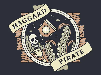 The Lost Diver apparel illustration logo merch merchandise merchandise design ocean octopus skeleton skull t shirt design type typography underwater vintage