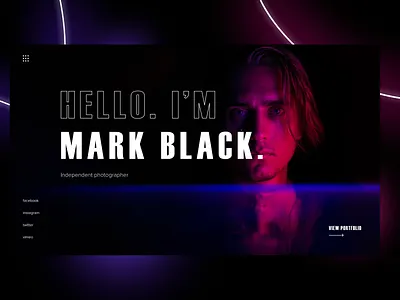 Photographer portfolio daily 100 challenge dark design neon neon lights photographer photographer portfolio typography ui ux