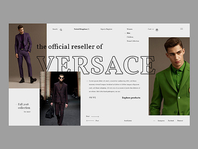 Versace Reseller adobexd fashion landing landing page minimalistic modern shop store typography typography design ui uitrends ux website