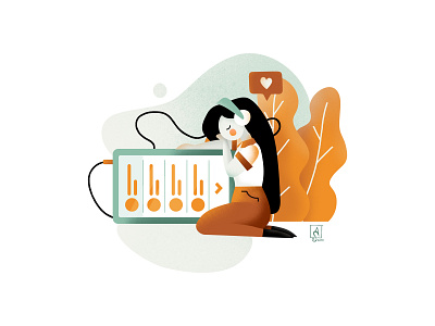 Listening music character characterdesign design illustration music