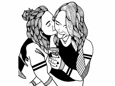 Black and White - Two Women contrast design draw drawing geometric illustration ink ink art linework shape vector women