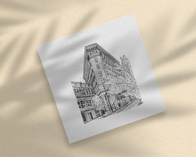 Pen Illustration of Flatiron Hotel, Downtown Asheville art print asheville design multimedia north carolina pen illustration