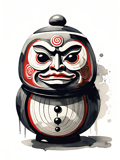 Japanese Daruma Doll daruma doll dolls illustration japan japanese japanese art japanese culture watercolor