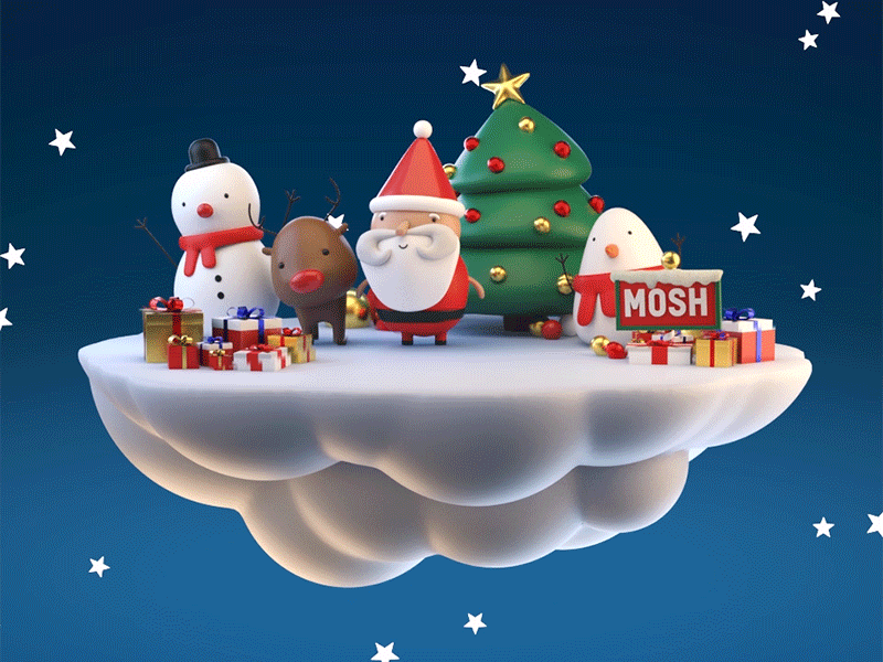 Christmas Animation 3d 3danimation 3dart c4d cartoon character christmas illustration minimal mosh simple somosmosh