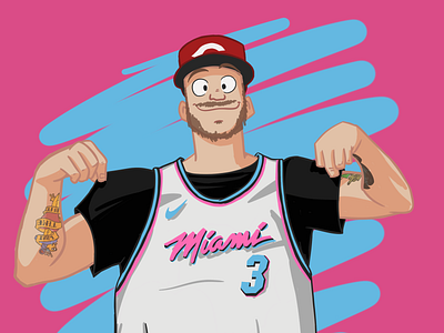 Vice Jersey Self Portrait basketball cartoon digital drawing miamiheat nba selfportrait tattoo vice city