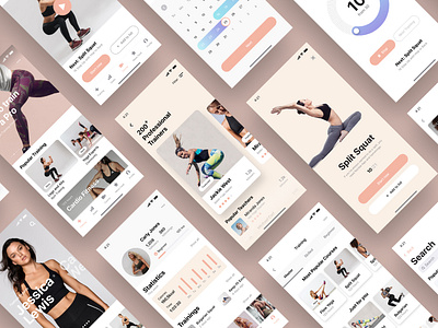 Fitness App UI Kit app app concept design fitness fitness app health iphone mobile app nike running template template design templates training ui ui design ui kit woman workout workout app