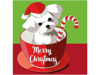 Christmas vector puppy in a mug candy cane christmas dog mug puppy santa hat vector vector art