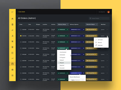 Nabis Admin Order Screen admin design details flow interface landing page nabis order organization ui