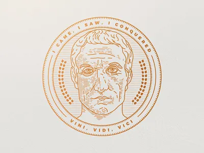 Vini, Vidi, Vici - Julius Caesar badge caesar engraving etching illustration julius lineart vintage woodcut
