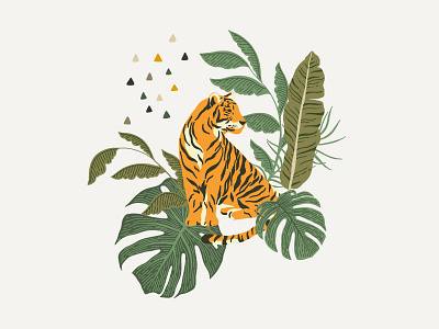 Little Tiger animal animals animation botanical cat cute design floral flower illustration leaf leaves leo logo logos safari tiger tropic vector web