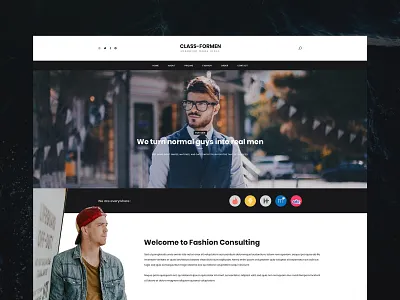 Class For Men - Fashion Shopping Web Design black black white blog design bootstrap class clean clothes colors creative dark design fashion fashion app fashion blog shop shopping typography ui ux web design
