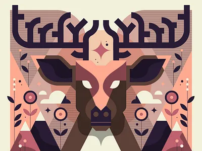 Deer Illustration animal deer geometric graphic design icon illustration illustrator mountains simple vector