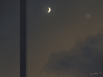 Present tense art illustration moon night painting procreate