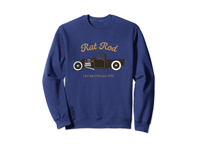 Rat Rod Sweatshirt Vintage amazon apparel car cars classic car clothing clothing brand fashion hot rod hot rods illustration madebybono navy navy blue rat rod rusty threadless truck vintage vintage car