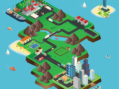 Isometric View Island isometric isometric illustration