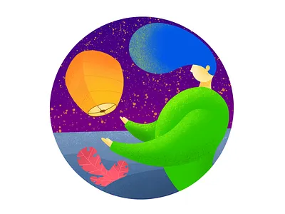 Paper lantern illustration art brush design drawing gradient illustration ipad procreate app