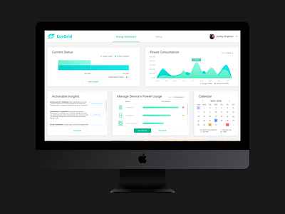 Ecogrid - Energy Dashboard blockchain dark dashboard design flat icon imac minimal typography ui ux web