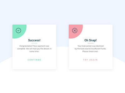 Flash Messages error fail flash card modal pop up success