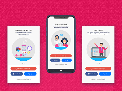 User Onboarding Screen adobe illustrator cc adobephotoshop creative design englishlearningapp illustration design interaction design login page onboarding screen user experience design user interface design