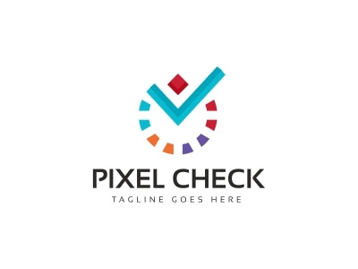 Pixel Check Logo antivirus badge barrier check computer data defend electronic emblem guard hosting internet logo mark logo network online protect logo protect logo protection safety logo design secure secure logo