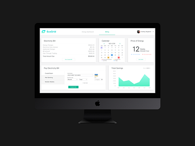 Ecogrid - Billing blockchain dark dashboard design flat icon imac minimal typography ui ux web