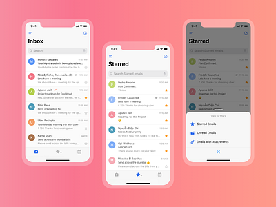 Email filters on navbar app app concept app design design ideas email email app filtering filters iphone x product design ux