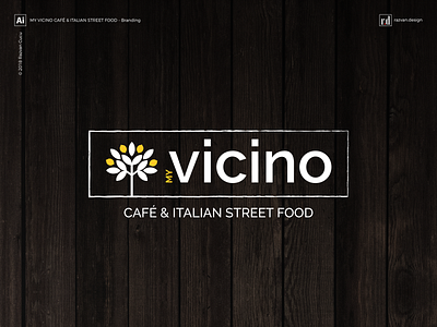 My Vicino - Café & Italian street food - Branding - Shot 1 brand agency branding branding agency bruschetta cafe cucina italian food italian restaurant logo restaurant street food