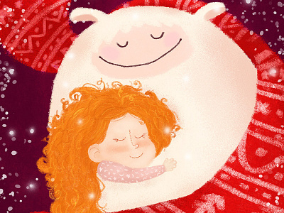 Warm And Love book illustration cartoon cartoon character cartoon illustration character character design children book illustration children illustration girl hug illustration love winter yeti