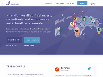 Transformify Homepage illustraion landing page design ui web app