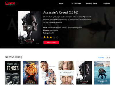 Genesis Cinemas Redesign design inspiration ui design ui design challenge web design